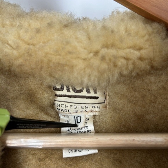 Vintage Genuine Shearling Sheepskin Leather Fur Hooded Coat Size 10 Penny Lane - Picture 2 of 8